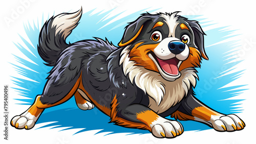 Playful Australian Shepherd Dog Enjoying Outdoors in Action
