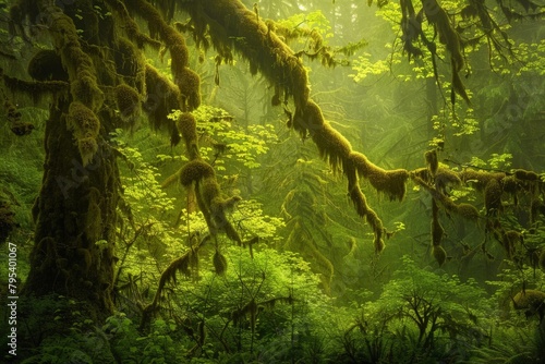 Douglas fir tree in an old-growth forest in North Vancouver. Beautiful simple AI generated image in 4K, unique.