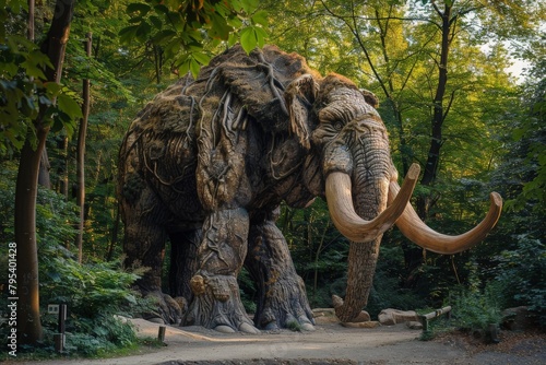 Bottom-up view to massive tall banyan body. Beautiful simple AI generated image in 4K, unique.