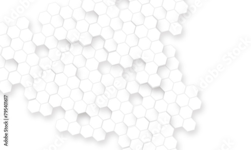 White seamless hexagon pattern background. Abstract hexagonal concept technology background. Vector Illustration