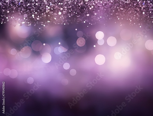 Lavender banner dark bokeh particles glitter awards dust gradient abstract background. Futuristic glittering in space on lavender background blank empty with copy space