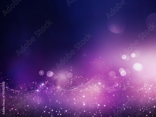 Lavender banner dark bokeh particles glitter awards dust gradient abstract background. Futuristic glittering in space on lavender background blank empty with copy space © GalleryGlider