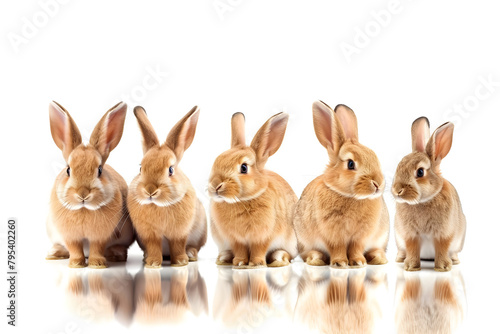 Cute realistic rabbits isolated on a white background