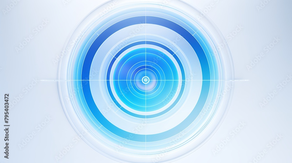 Fototapeta premium Blue and white radar scope with multiple circles