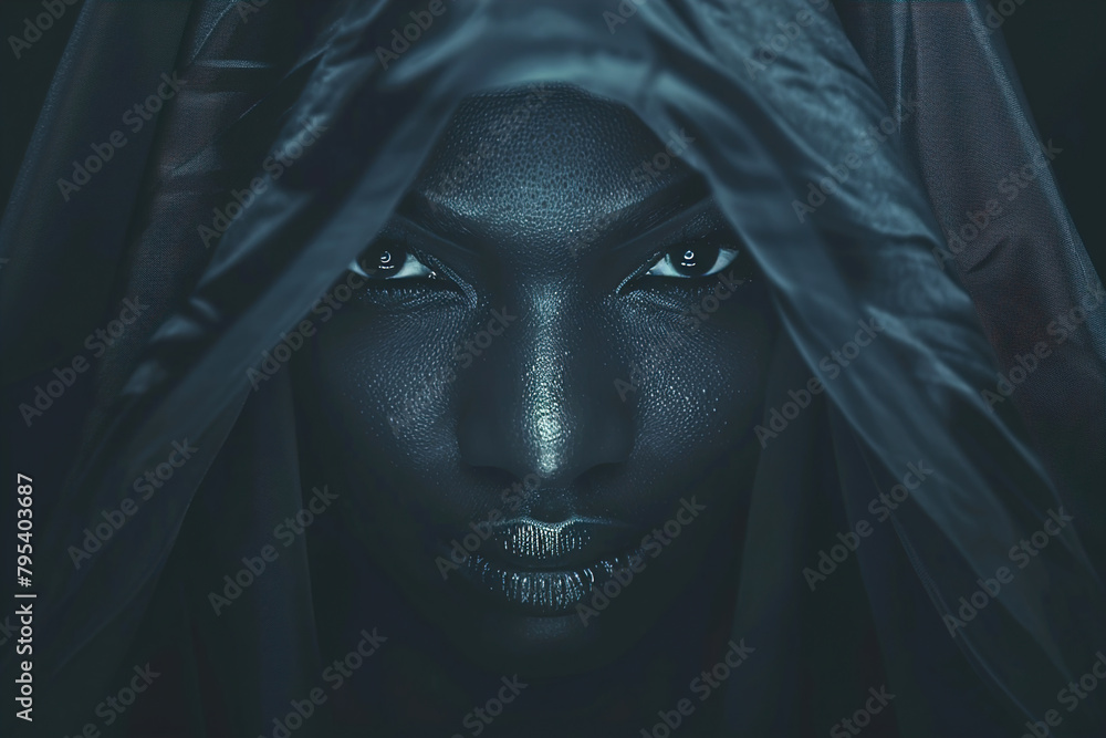 A pair of eyes gleam in the darkness, watching from the shadows as if guarding a forbidden treasure. A pair of eyes gleam in the darkness, watching from the shadows as if guarding a forbidden treasure.