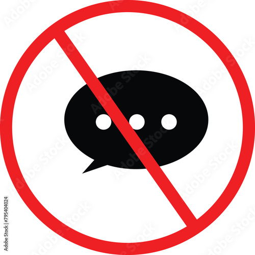 No comments allowed icon. comment prohibition sign. No comments icon or chat forbidden symbol. flat style.