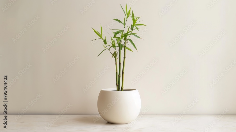 Fototapeta premium Minimalist Plant in Interior Setting, Tranquil Home Decor