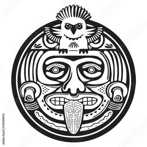 mayan aztec mask  - tattoo design