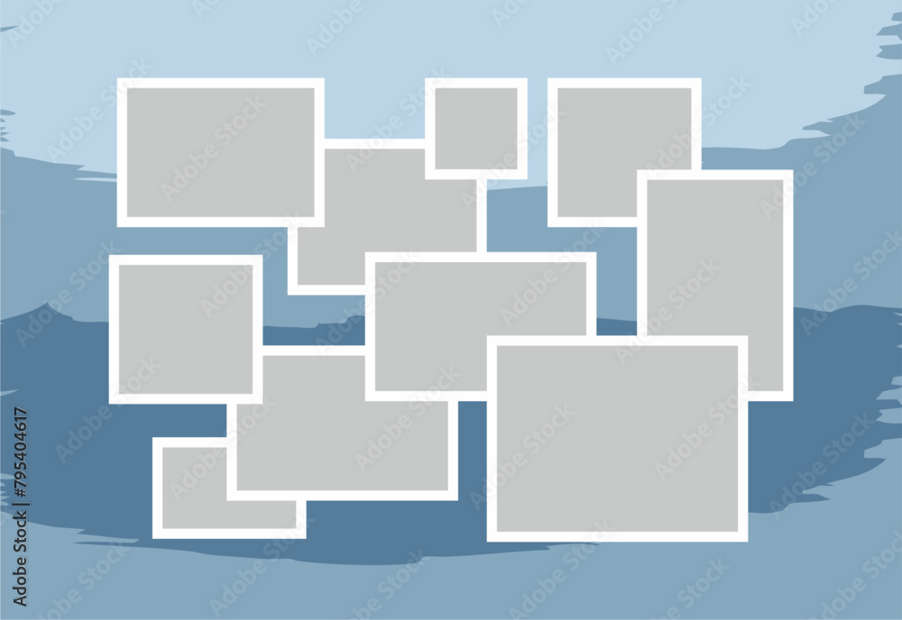 Pictures or photos frame collage. comics page grid layout abstract photo frames and digital photo wall template Pictures or photos frame collage. comics page grid layout abstract photo frames and digital photo wall template