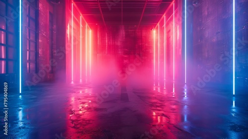 Neon Vapor Haze in Atmospheric Warehouse