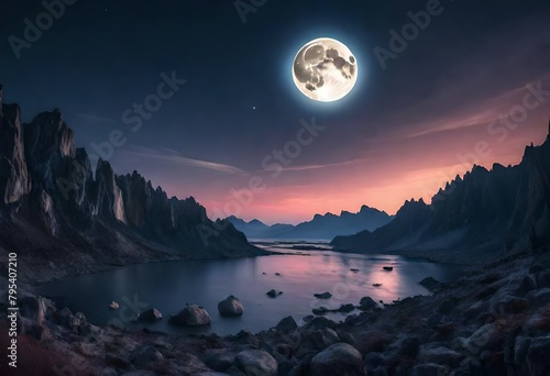 night landscape with moon