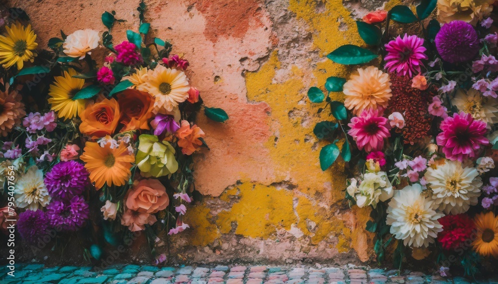 vibrant wall covered with flowers