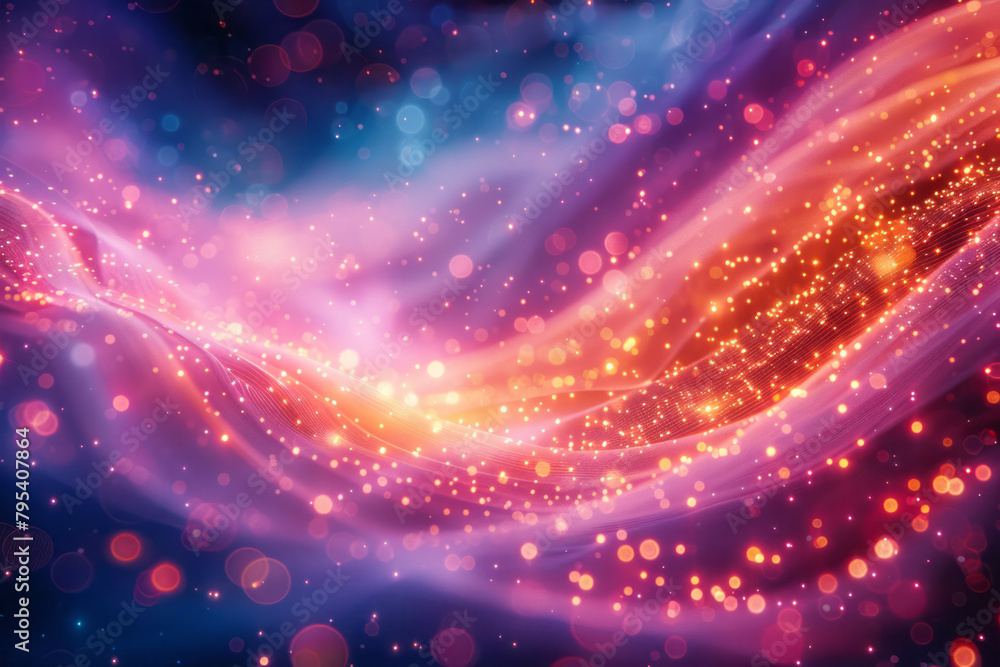 A background of fiber optic cables, their colorful lights intertwining like a digital tapestry,