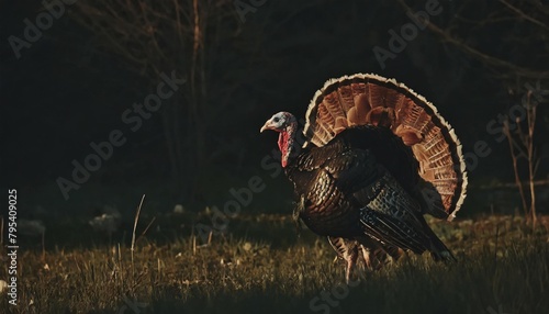 the wild turkey meleagris gallopavo in the meadow photo