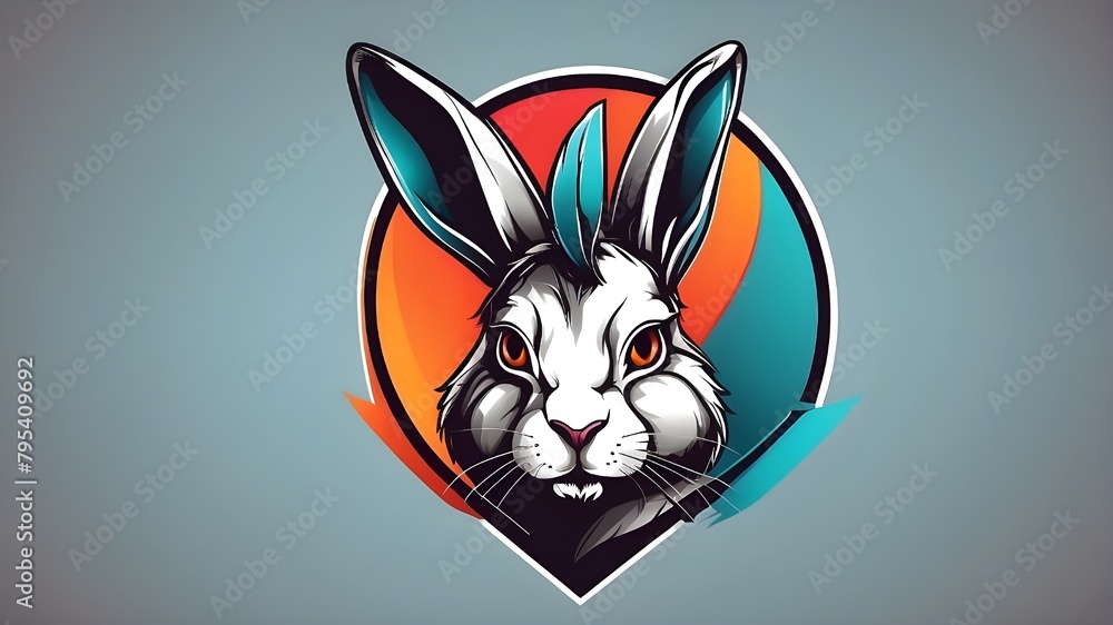 rabbit with a tattoo Rabbit vector logo for Esport, symbol, head,