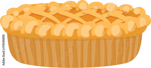 Bakery apple pie icon cartoon vector. Baked crust. Sweet food meal