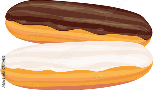 Sweet eclairs icon cartoon vector. Food dessert. Sweet cream cake