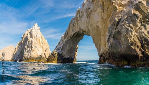 closeup view of the arch and surrounding rock formations at lands end in cabo san lucas baja california sur mexico