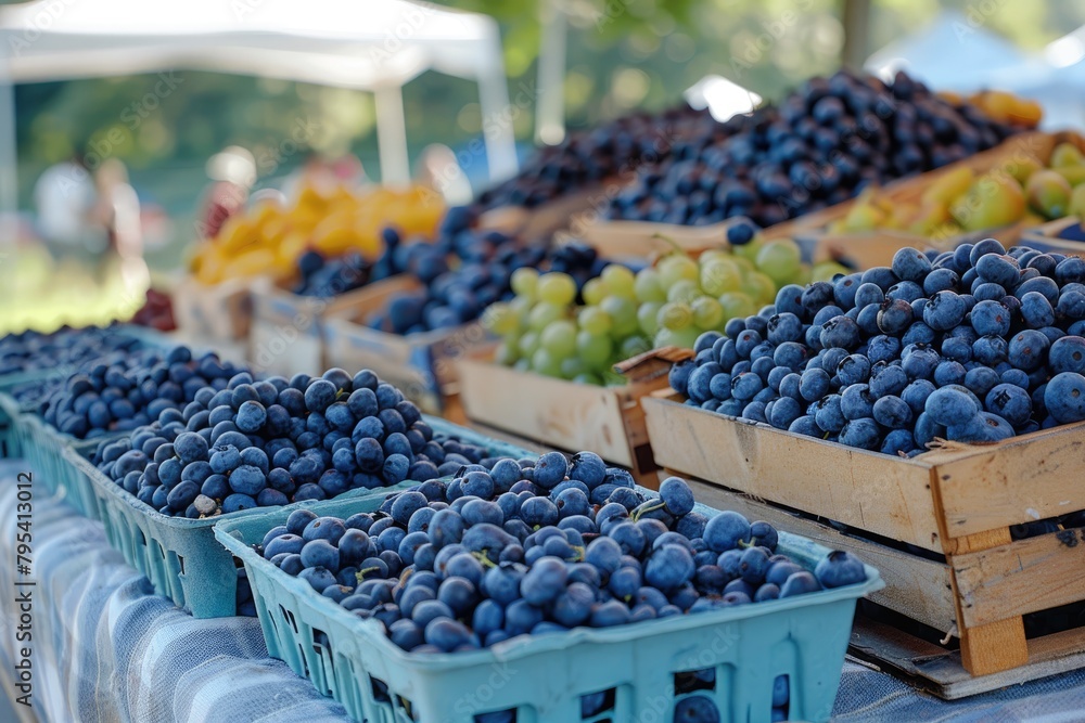 Organic blueberries on the market. Organic blueberries on the market.