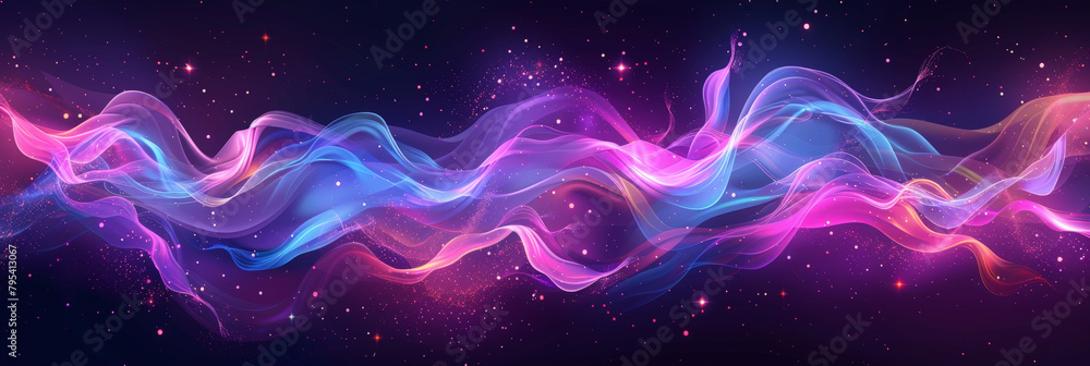 Obraz premium Abstract light wave Background ,aesthetic, colorful background with abstract shape glowing in ultraviolet spectrum, curvy neon lines, Futuristic 