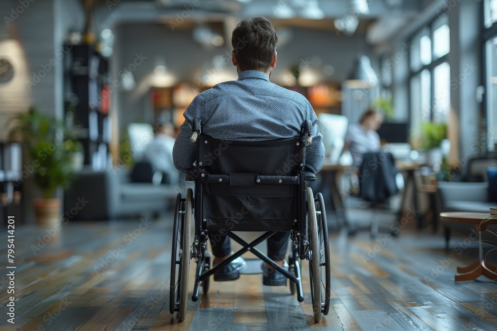 This image shows a young man in a wheelchair, highlighting the concept of living with disability and navigating life in a modern environment This image shows a young man in a wheelchair, highlighting the concept of living with disability and navigating life in a modern environment