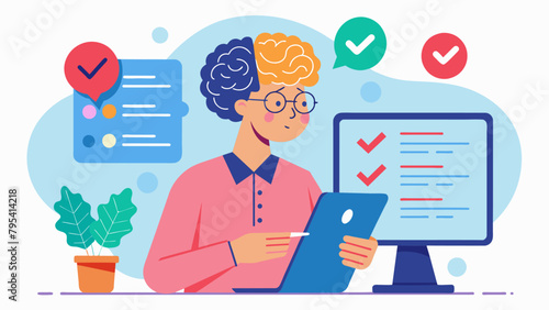 A person confidently taking a cognitive assessment test after receiving antiaging neural treatments..