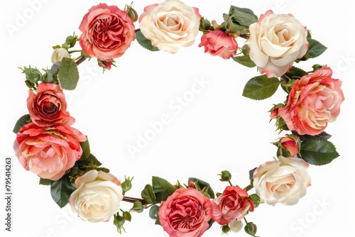 set of roses and flowers floral wreath or picture invitation greeting card