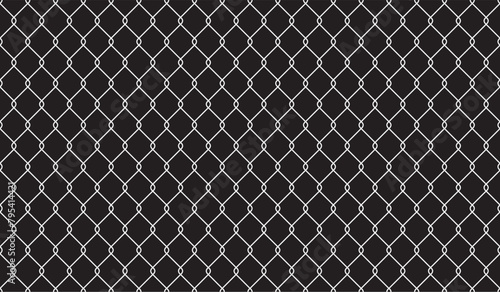 Metal fence background. Mesh steel chain pattern. Vector