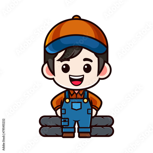 cute cartoon mechanic service technician