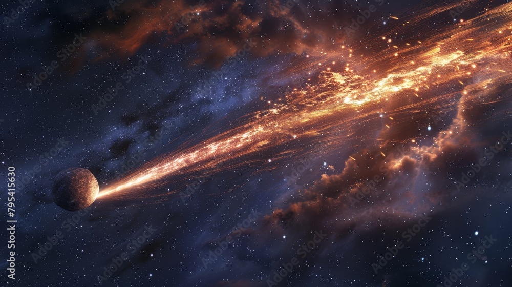 Comet and Meteor: A 3D visualization of a comet passing through the solar system Comet and Meteor: A 3D visualization of a comet passing through the solar system