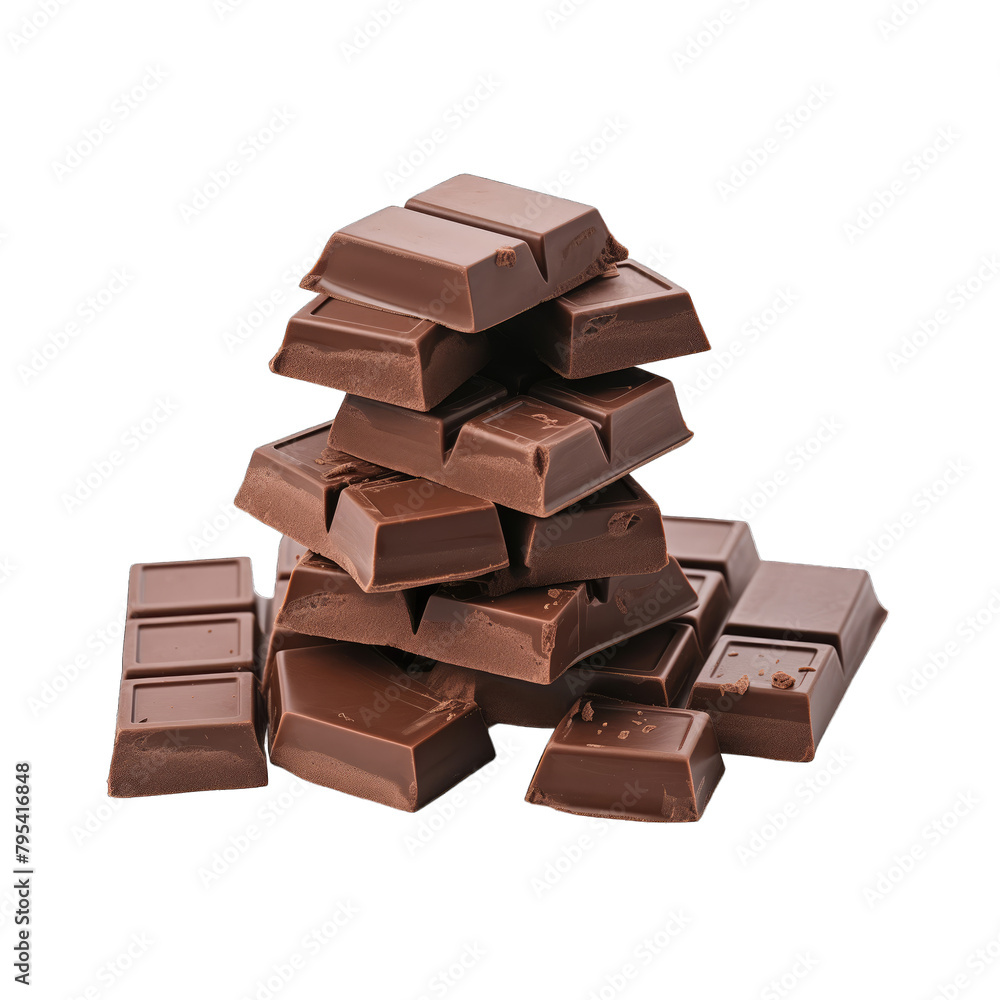 A pieces of chocolate isolated on white background