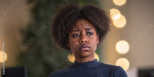Photo of a Sad Black Person in The Office. Mental Health Problems, Anxiety