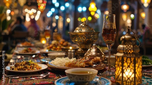 A table full of delicious food with a beautiful blurry background. photo