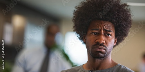 Photo of a Sad Black Person in The Office. Mental Health Problems, Anxiety