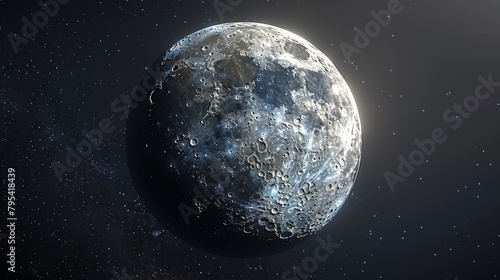 Moon: A 3D illustration of the moon during a partial lunar eclipse