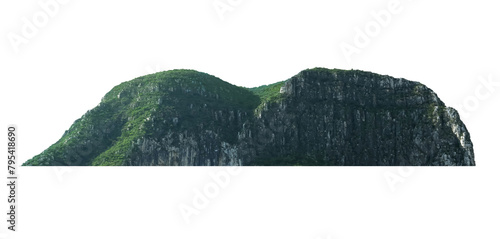 Beautiful mountain hill with green trees isolated on white