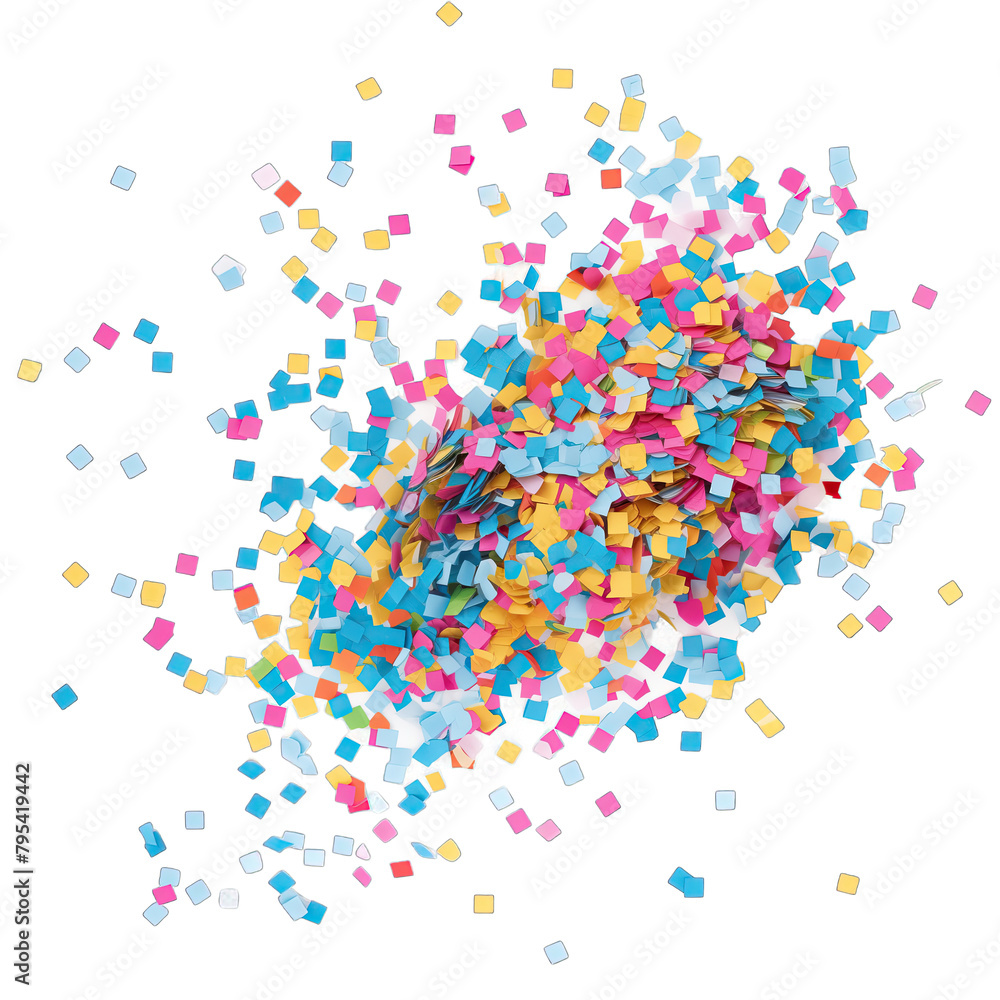 A pile of confetti isolated on white background