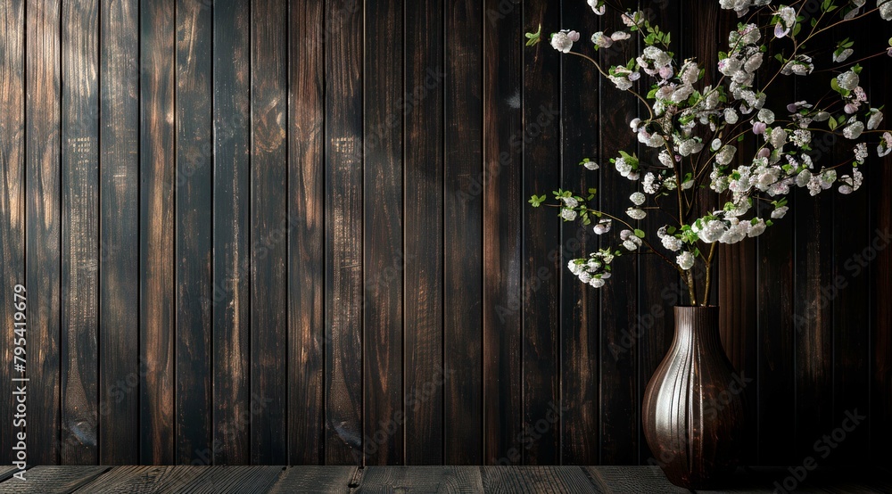 background wooden and pot of flower, for banner background wooden and pot of flower, for banner