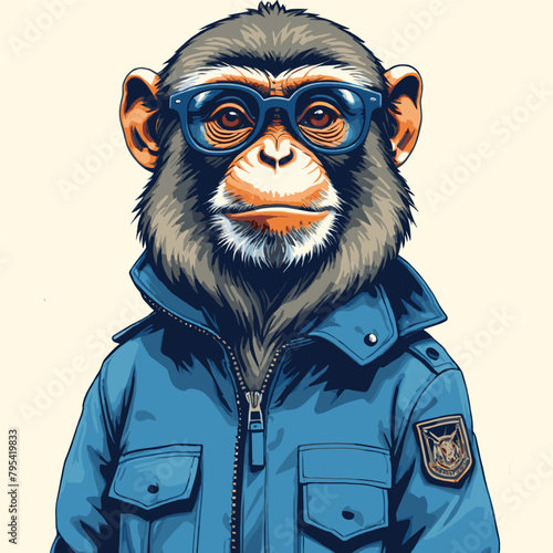 A monkey with glasses wearing 
