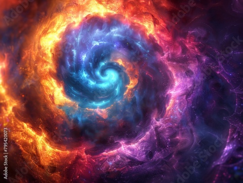 A whirlpool of blue and orange fire.