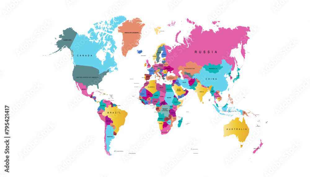Obraz premium World map. Modern color vector map. Silhouette map 