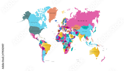 World map. Modern color vector map. Silhouette map 