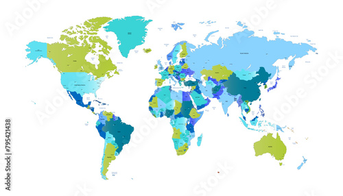 World map. Modern color vector map. Silhouette map	