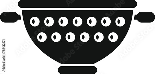 Wash metal colander icon simple vector. Cooking element. Design metal tool
