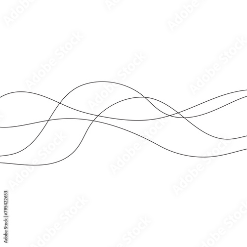 Abstract wave element for design. Digital frequency track equalizer. Stylized line art background. Vector illustration. Wave with lines created using blend tool. Curved wavy line, smooth stripe