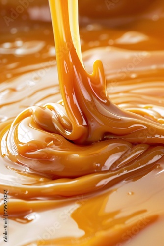 Indulge in the sumptuous richness of liquid caramel, its luscious texture tempting you with every golden swirl