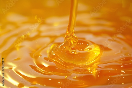 Surrender to the golden embrace of liquid honey, its viscous flow capturing the essence of pure sweetness