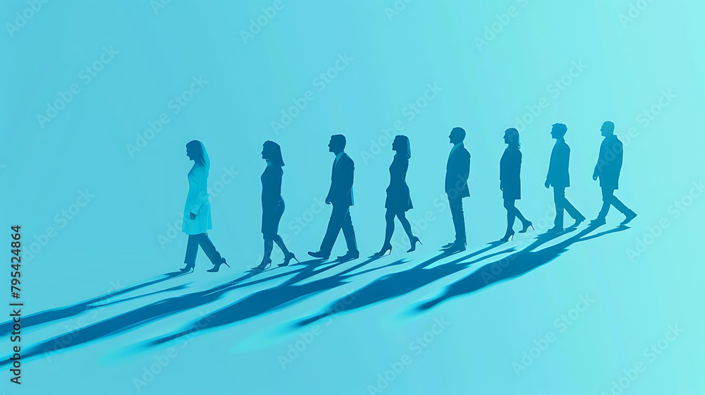 leadership development of a group of people standing in front of a blue sky, with shadows cast on t leadership development of a group of people standing in front of a blue sky, with shadows cast on t
