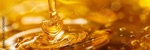Indulge in the golden luxury of liquid honey, its viscous flow inviting you to savor the essence of pure indulgence photo