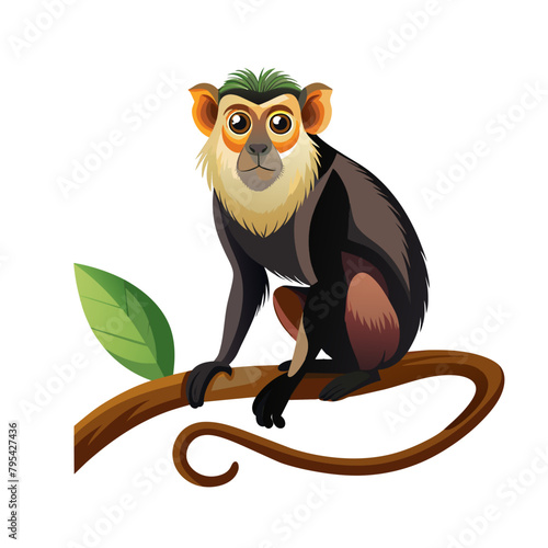 Cute baby monkey hanging on tree